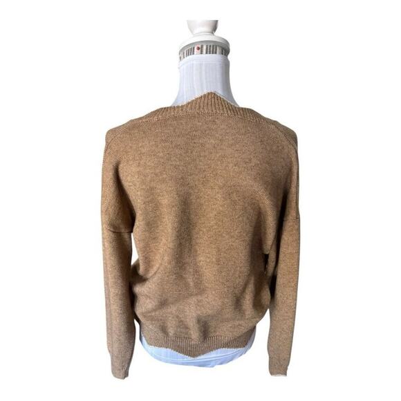 Tan Sweater Scalloped Neckline Size M - Picture 3 of 3